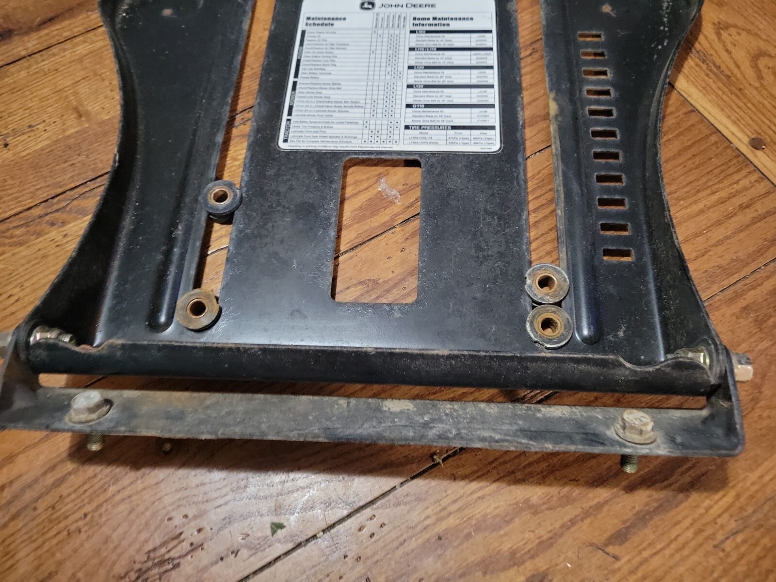 John Deere L111 Seat Mount Base Bracket 20hp/42" Riding Mower L110 L118