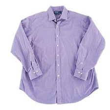 Polo Ralph Lauren L/S Button Down 17.5-34 Classic Fit Purple Mini Check Gingham