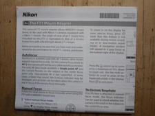 Nikon FT1 Mount to Nikon 1 lens  adaptor instructions