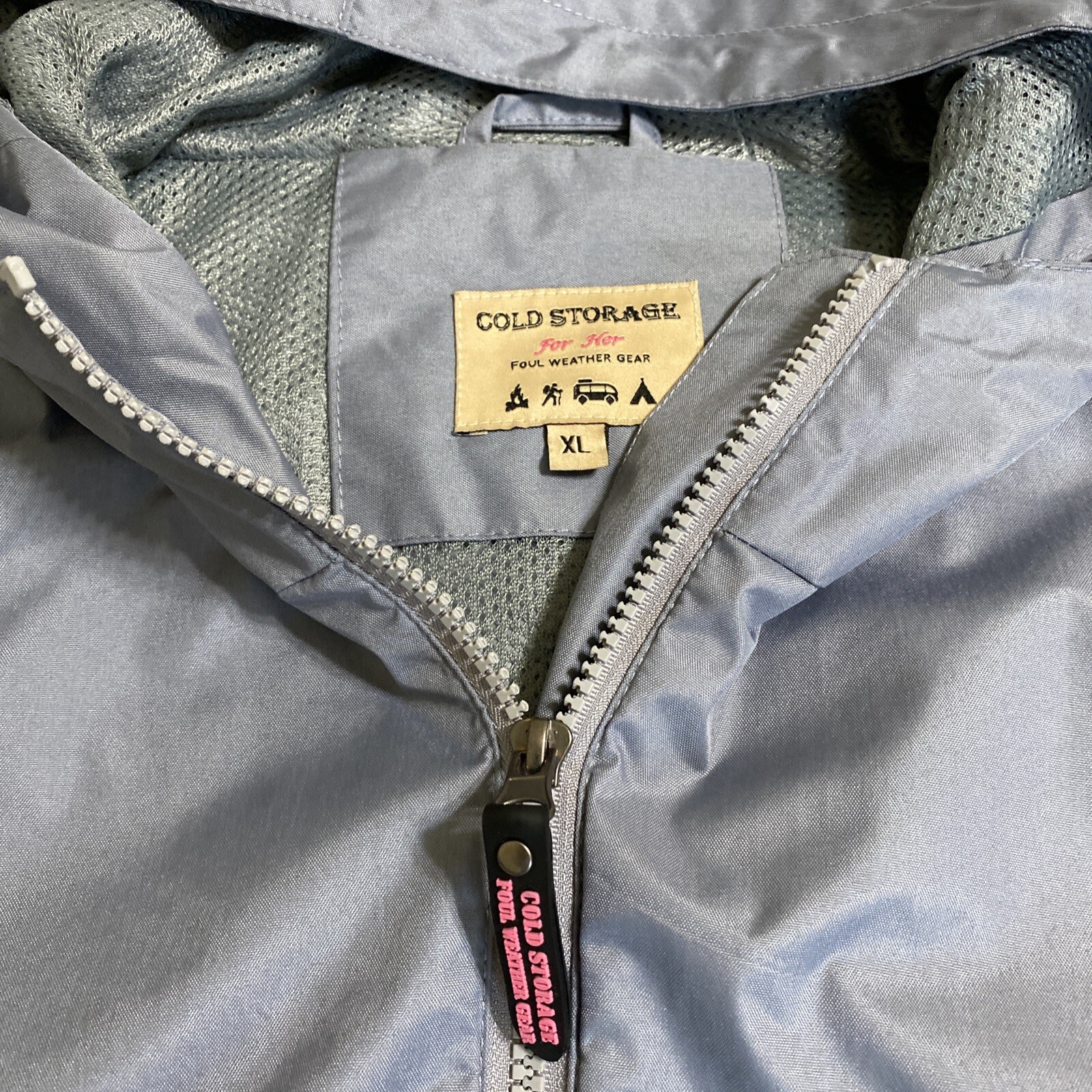 Rain Jacket Windbreaker Gray Reflective Full Zip … - image 5