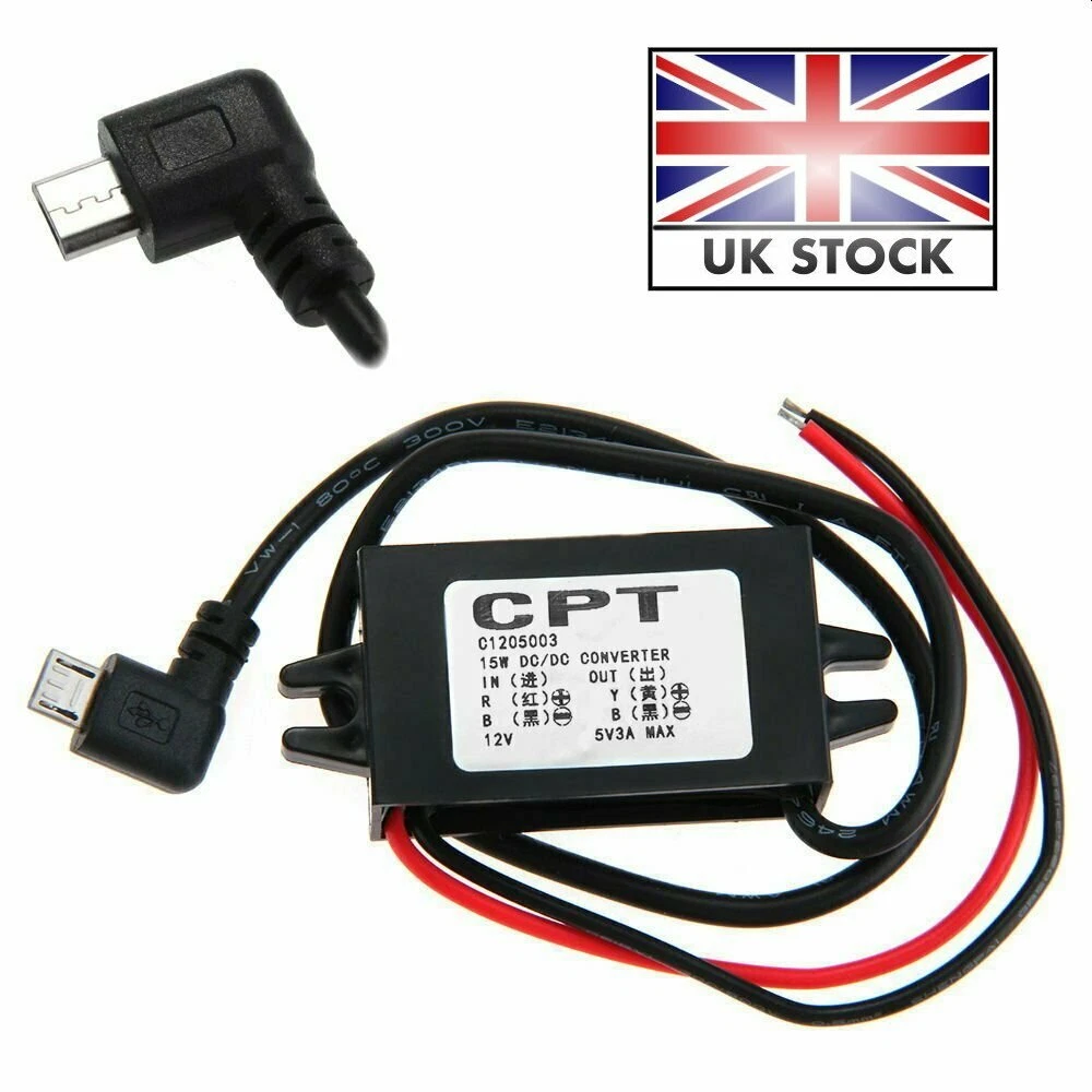 CPT 12V Step Down To 5V 3A Dual Micro Mini USB Car Power, 58 OFF