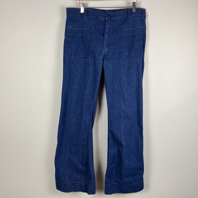 VTG 80s US Navy Denim Pants Jeans Mens 35R 34 x 32 bell bottom 