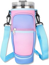 Neoprene Water Bottle Carrier Bag Pocket Adjustable Strap for 40 oz Tumbler