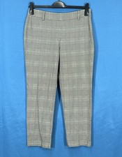 TALBOTS Chatham GRAY/WHITE Houndstooth Plaid STRETCH TWILL Side Zip PANTS 8P