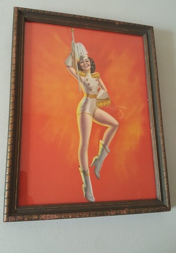 Rare Vintage 1940's Billy Devorss Framed Art Deco Risque Pin-Up Girl Litho Girl - 第 1/5 張圖片