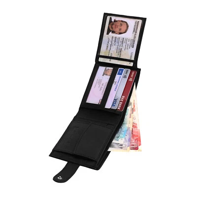 RAS Mans Wallet Real Leather RFID Blocking Protector Wallets Trifold Purse Men 895