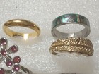 Rings red stone, gold tone band, inlay stones, pink crystals size 8. ALL 5 rings — photo 3