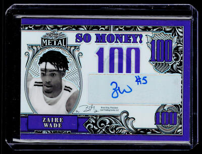 Carte Collection NBA 2021-22 Zaïre Wade Auto So Money SSP - Feuille Métal Bleu Arc-en-ciel /50