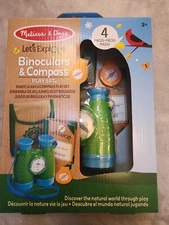 Melissa & Doug Let’s Explore Binoculars & Compass 4 Piece Play Set New