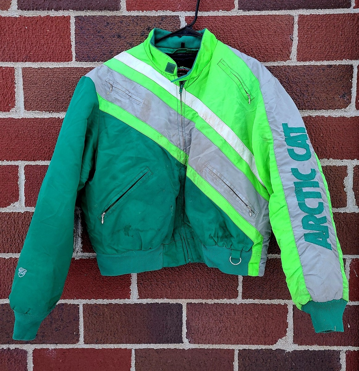 Vintage Arctic Cat Coat Womens Size L 90s Neon Green Snowmobile