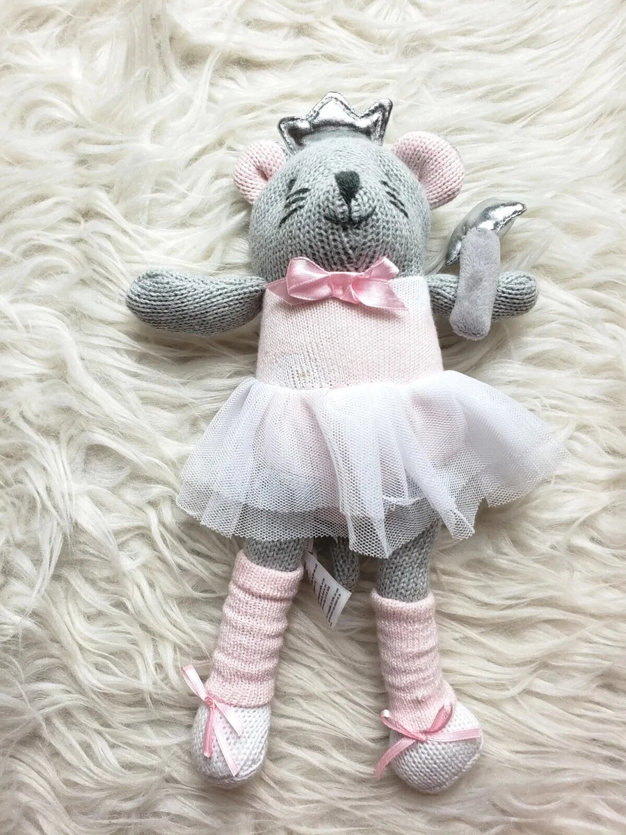 ELEGANT BABY Knit Gray Doll Yarn Mouse Plush Toy Lovey Cotton