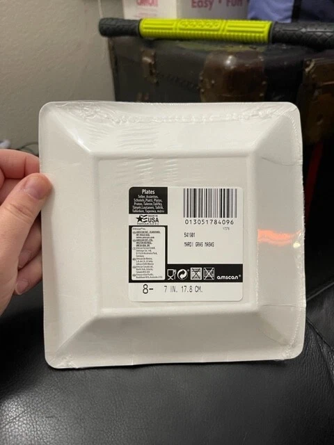 Colorful Mardi Gras Masks Beads 8 ct 7" Cake Dessert Plates Paper Square New!!! - Image 2 of 2