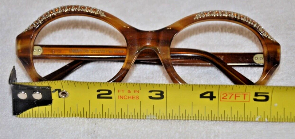 ÓCULOS DE OLHO VINTAGE FEMININO ANOS 50-60 REDONDO "DIAMANTE" gato armação francesa - Imagem 2 de 4