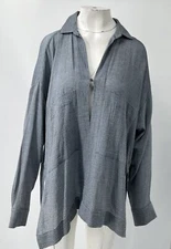 Derek Lam 10 Crosby Grey Cotton Long Sleeve Collared Tunic sz 4