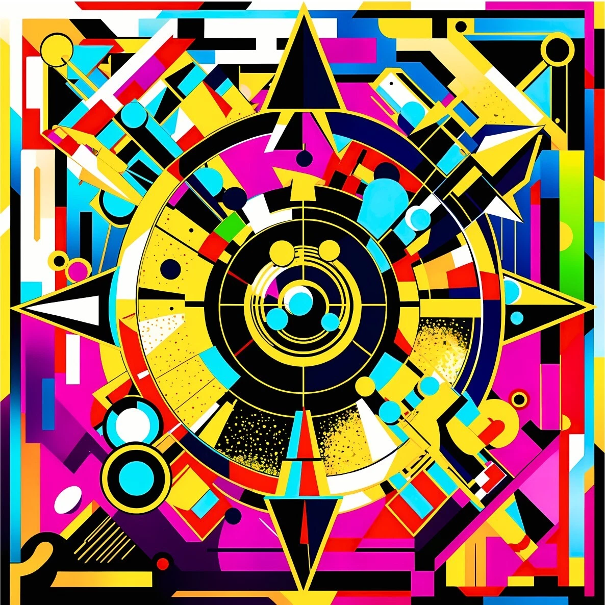 Abstract Colorful Paul Laffoley Inspired AI Glass Wall Art Poster Prints 12x12