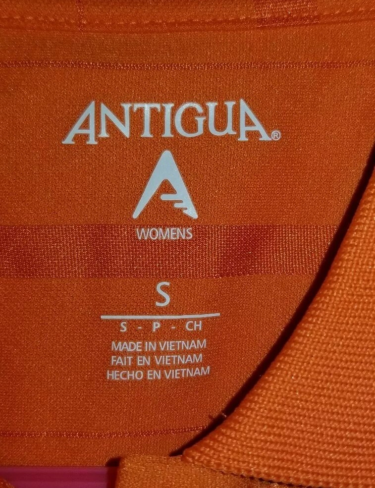 ANTIGUA Golf Polo Shirt, Womens Sz S, Orange, Stripe, Short Sleeve, Stretch, NEW thumbnail 8