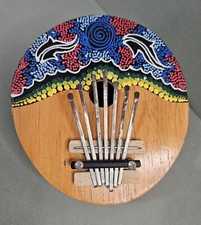 Beautifully Hand Painted Coconut Shell Thumb Piano 7"x6"x3"