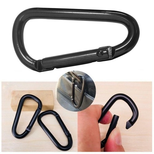 2 X STEEL CARABINER Spring Loaded Snap Hook Clasp - Foto 2