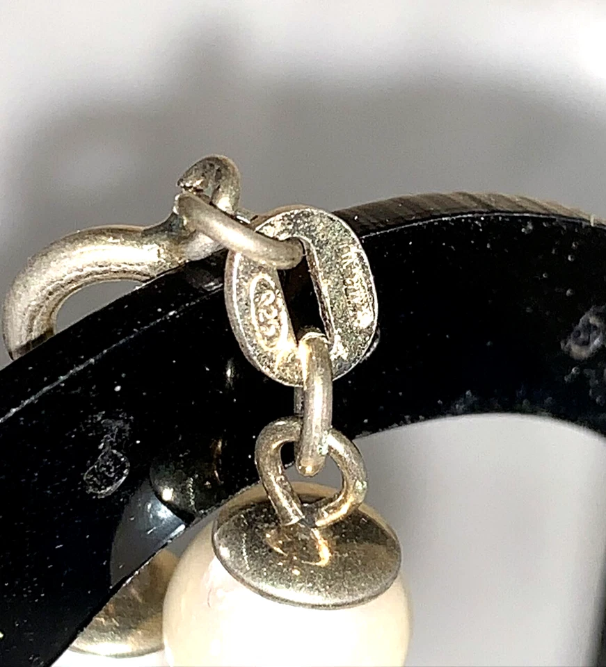 BRACCIALE ANNI 70 IN ARGENTO PL. ORO GIALLO E PERLE DI SINTESI LUNGO CM 19 - Immagine 3 di 4