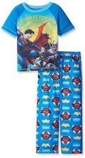 Justice League Boys' Big Batman VS Superman 2 Piece Pajama Set, Blue, XS