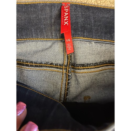 SPANX Distressed Ombre Ankle Pull On Skinny Jeans in Dark Wash Size Large - Picture 6 of 9