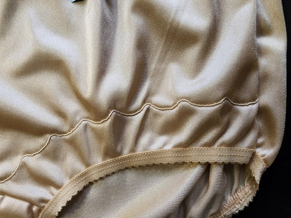 3 Pair Dixie Belle Nude / Beige Nylon Size 8 Scalloped Leg Panty Style