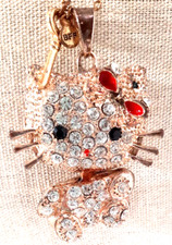 BFF Hello Kitty Pendant Rose Goldtone Crystals Red enamel bonus Chain