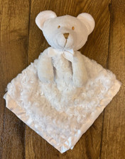 Blankets  And Beyond Bear Plush White Rosette Security Blanket Lovey Plush Toy