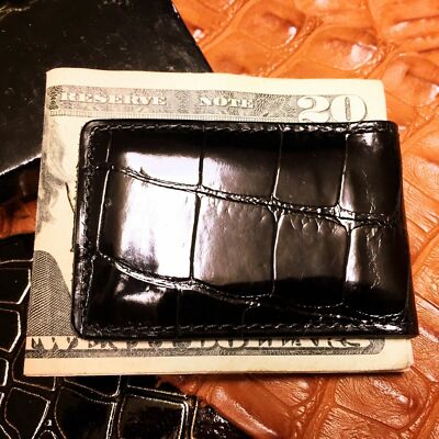 Alligator Money Clip Glazed Genuine American Alligator NEW Rare LARGE USG