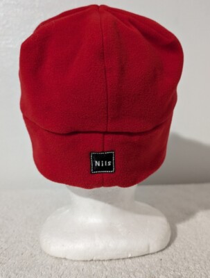 Vintage NILS Fleece Winter Beanie Hat Red USA Made One Size 
