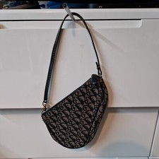 Christian Dior Saddle Bag Handbag Trotter Pattern Navy