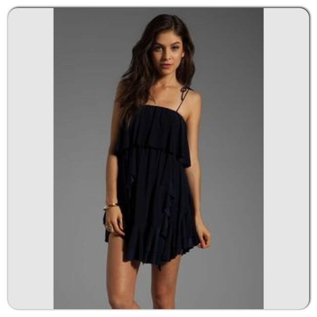 navy blue flowy dress short Navy Blue Warm Cotton Waffle Fit and Flare Short Dress 28" / Petite (5'1" and below)
