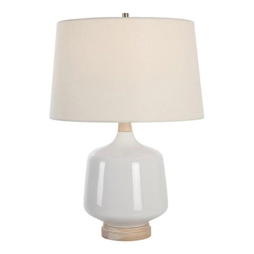 Uttermost Opal Coastal Ceramic and Fabric Table Lamp in White - Picture 1 of 7