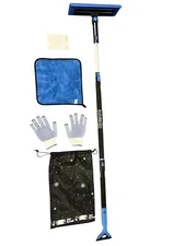 61” S-Type Snow Broom Ice Scraper Long Handle Pivoting Extendable Car Brush