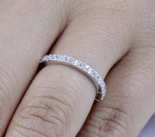 925 STERLING CZ SILVER HALF ETERNITY WOMEN'S WEDDING BAND RING SIZE 2.5-15 S3894
