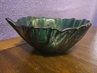 Blenko 6" Emerald Green Glass Cabbage Leaf Bowl Candy Dish