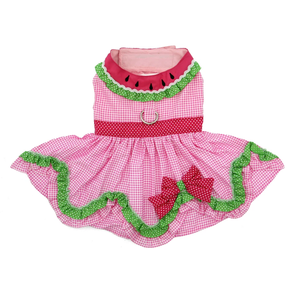 Vestido de melancia para cachorro bolinhas e coleira combinando Gingham XS-S-M-G -XL - Imagem 4 de 4