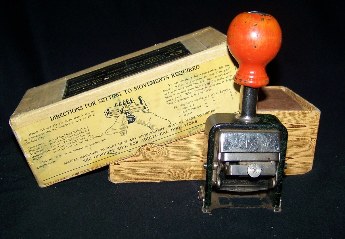 Vintage American 5 Action Numbering Machine & Box Model 110 | eBay