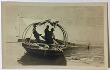 Fishermen Near Colico Lago Lake Italy Real Photo Vintage RPPC Postcard Unposted