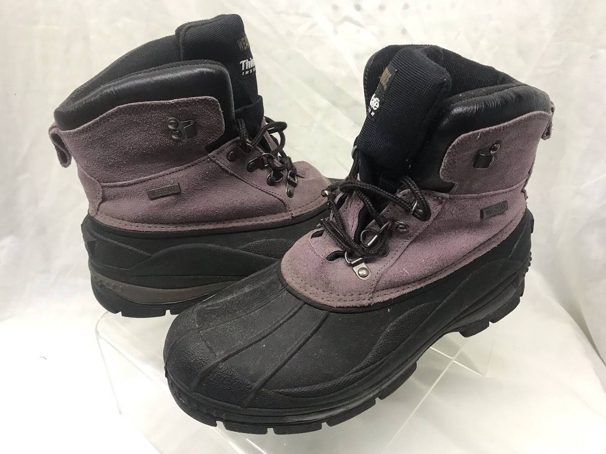 Alpine Mens Black/Purple Leather Waterproof Thinsulate Hiking Boot Size  10-hts
