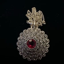 VINTAGE Solid Perfume Compact Locket By DERI On A 22” Necklace 1.5”.