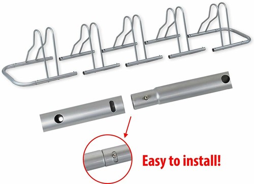 5 Bike Bicycle Stand Rack Garage Storage Floor Parking Adjustable Holder Silver - Picture 11 of 12