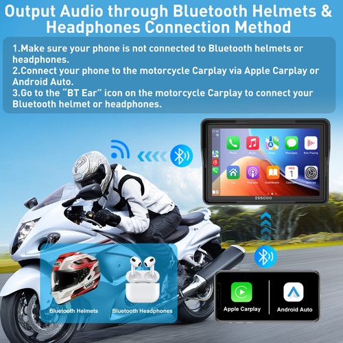 5" Motorcycle GPS Navigator Motorbike Carplay Navigation Waterproof Touch Screen - Picture 10 of 15