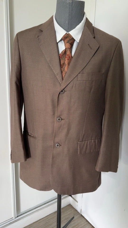 Giorgio Armani veste de costume marron laine uni T48 revers cranté 3 boutons - Photo 1/4