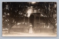 Antique California Postcard EXETER CA Estate Woman Tree 1900s Rppc