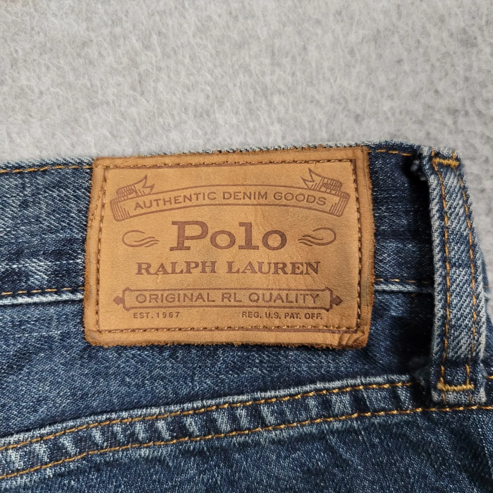Pantalones de mezclilla Polo Ralph Lauren para hombre 34x34 Sullivan ajustados AOP pony lavado oscuro botón mosca Foto 4 de 4