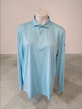 Johnnie-O Featherweight Polo Shirt Men's Large Aqua Long Sleeve UPF50