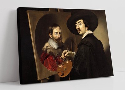 SELBSTPORTRAIT MIT PORTRAIT, NICOLAS REGNIER - TIEF GERAHMTER LEINWANDBILD WANDBILDDRUCK