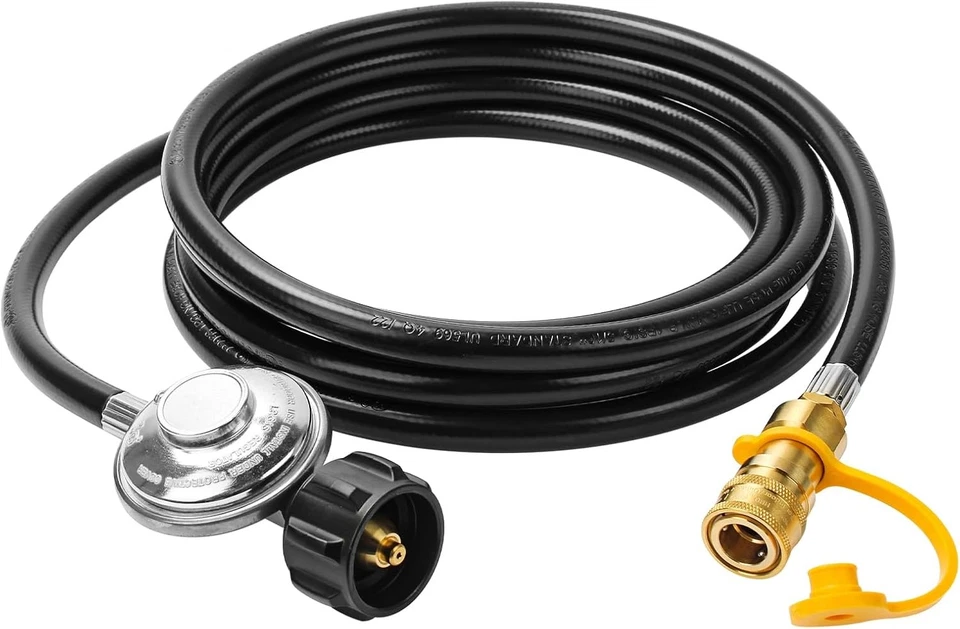 ARROGANTF F271803 12ft Propane Hose with Regulator Fit for Big Buddy 3/8 12 ft, black