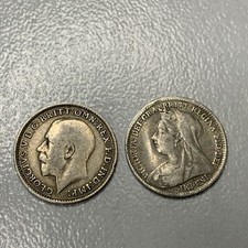 1919 1893 George V 3 Pence Vintage Silver Coin